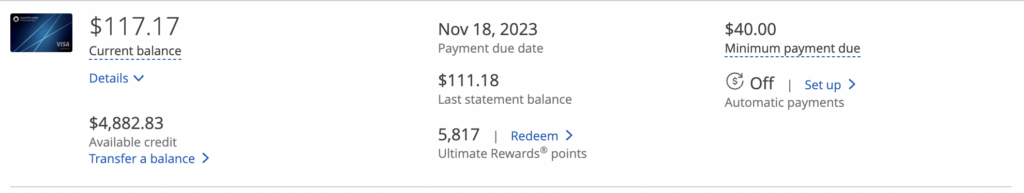 Screenshot credit card site