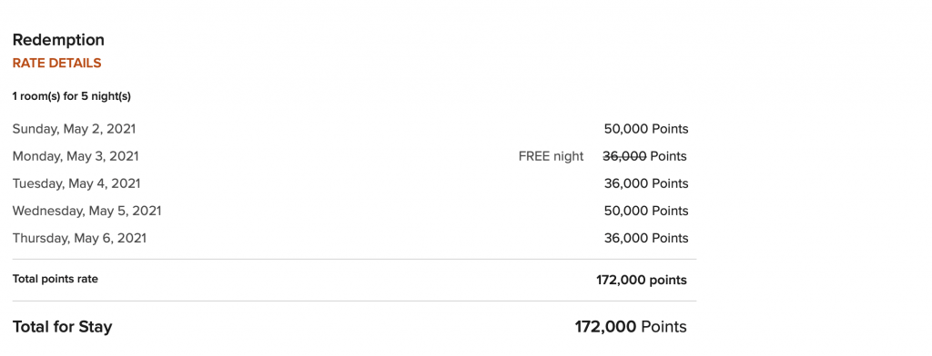 hotel redemption screenshot