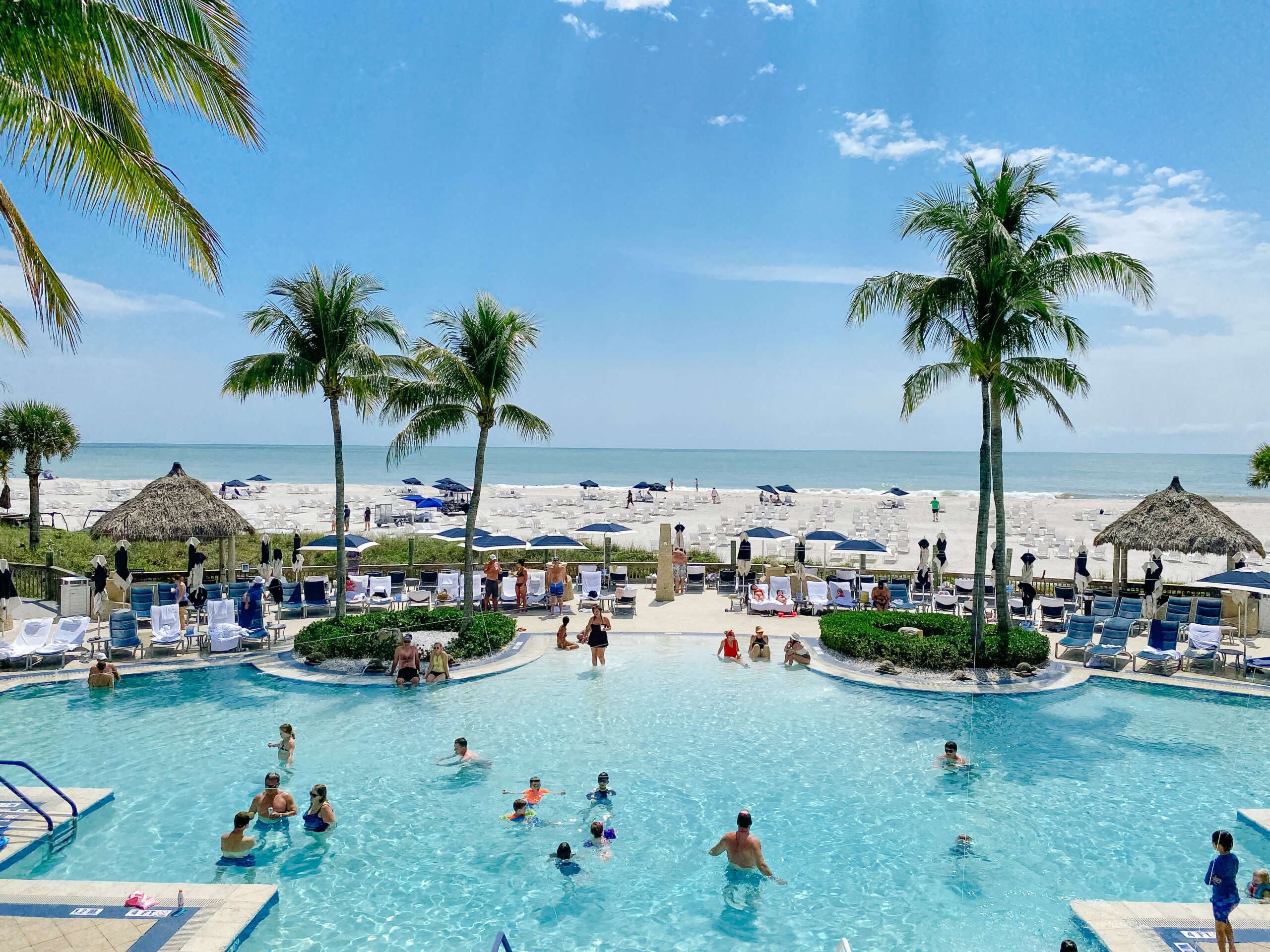 Pool, Beach, Sand and Palm Trees