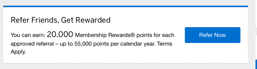 American Express refer a friend screenshot