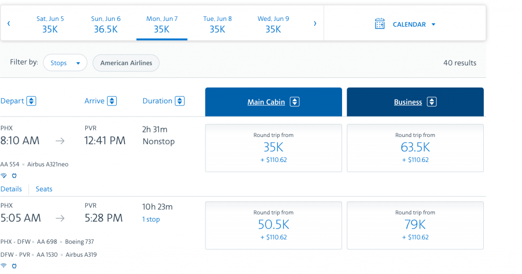 American Airline Award Flight