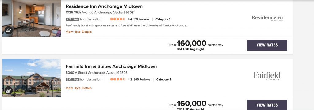Screenshot hotels in Anchorage