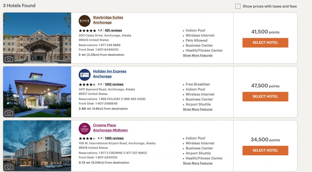Screenshot of IHG Hotels