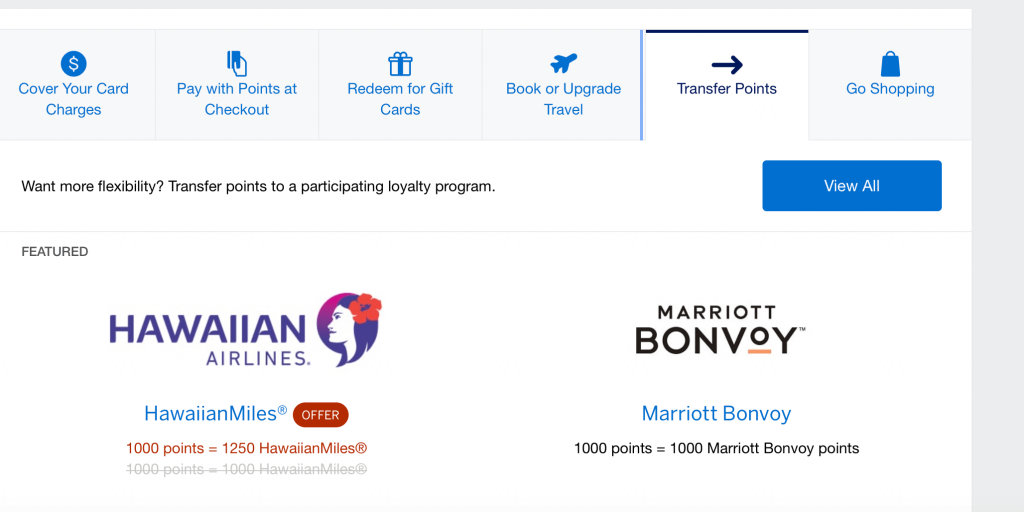 Screenshot of AMEX Membership Rewards