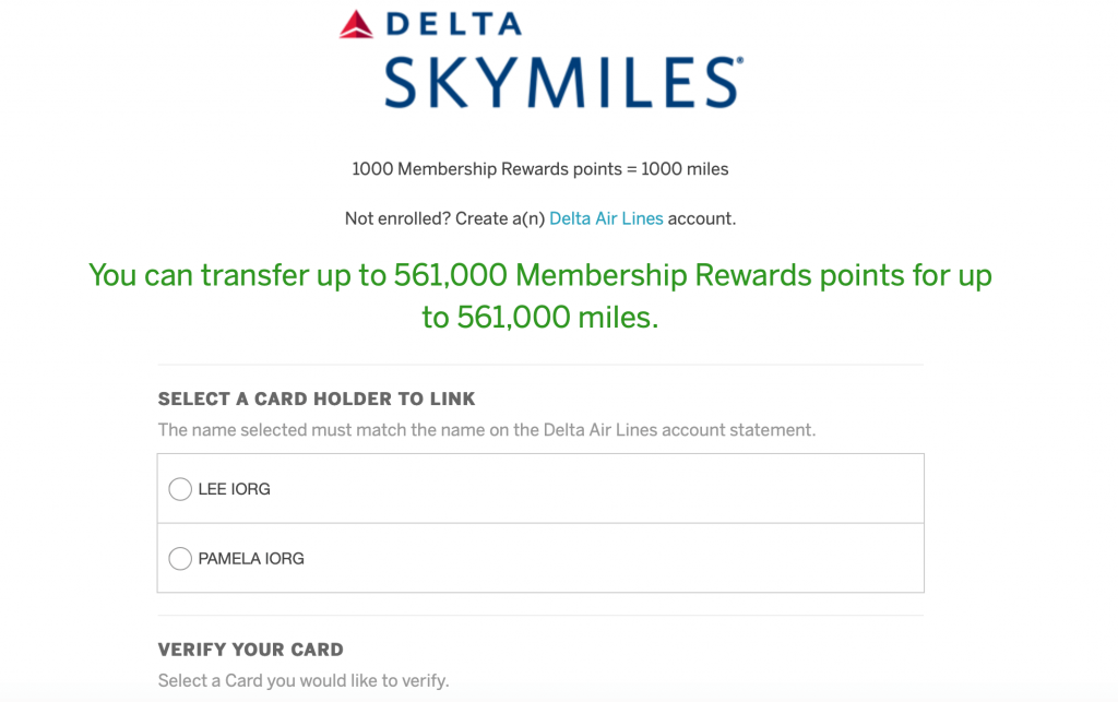 Screenshot American Express