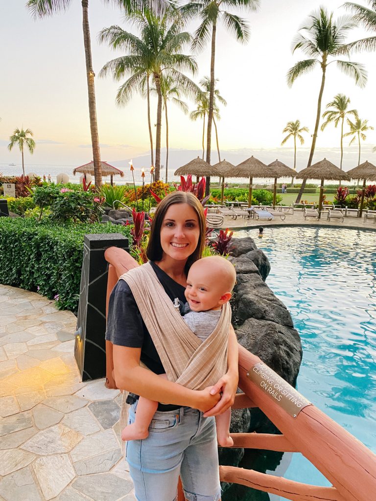 mom and baby in maui at hyatt residence club