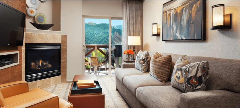 Hotel living room in Avon, Colorado