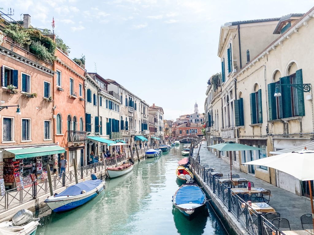 Colorful houses along side canal