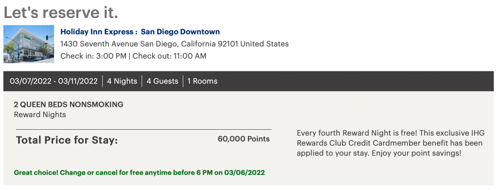 screenshot Holiday Inn Express rate