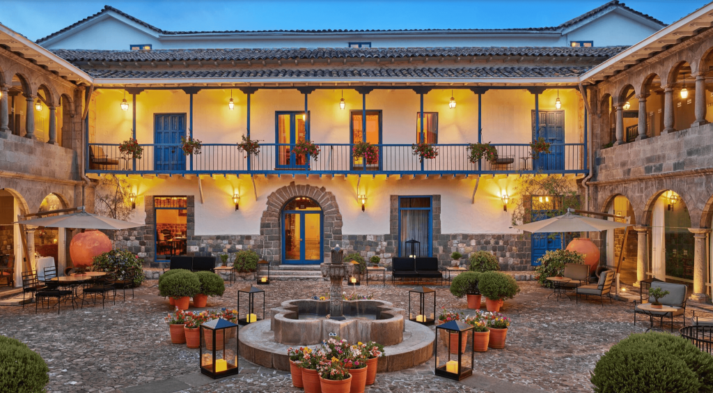 Courtyard of hotel with plants