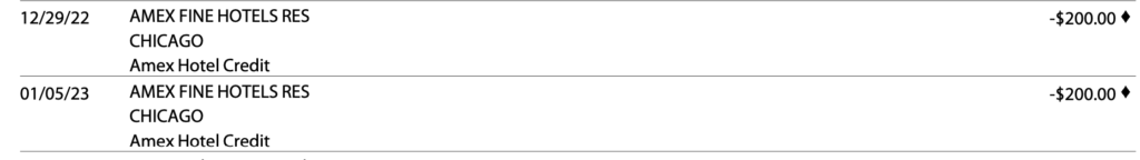 Screenshot of AMEX credit