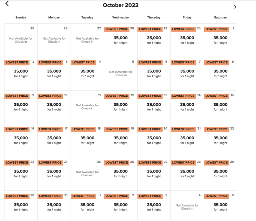 Le Meridien Maldives points cost