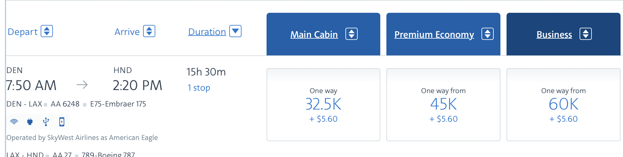 Screenshot AA flight to Japan