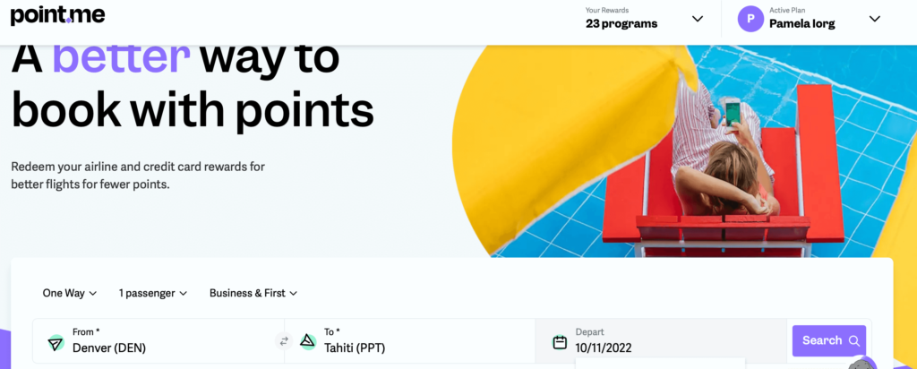 Screenshot Point.me search