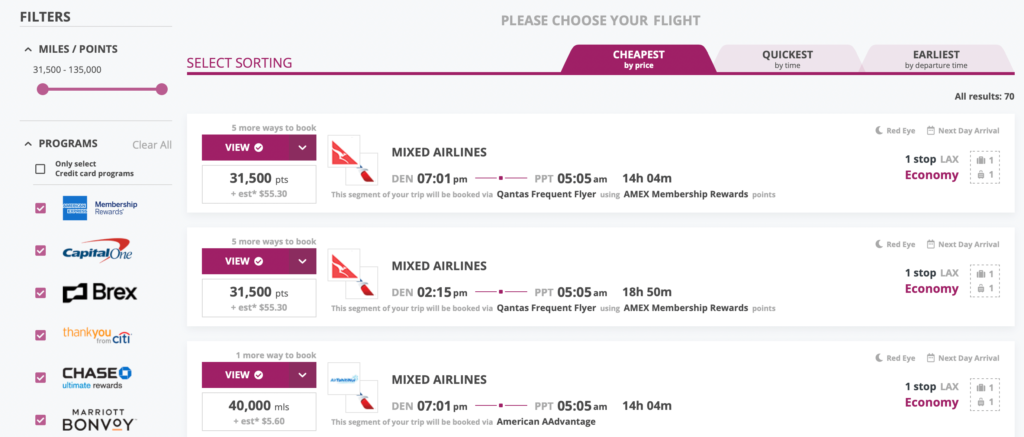 screenshot booking award travel