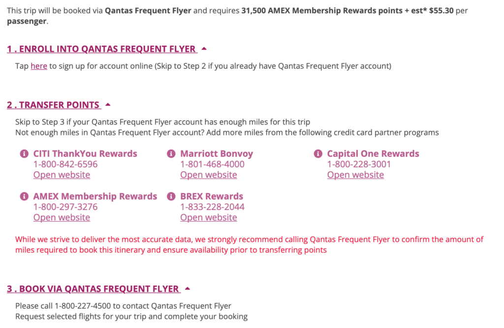 screenshot booking award travel