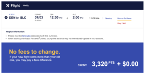 Screenshot Southwest flight