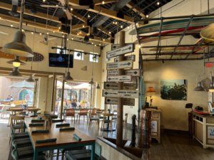 Restaurant with surfboards