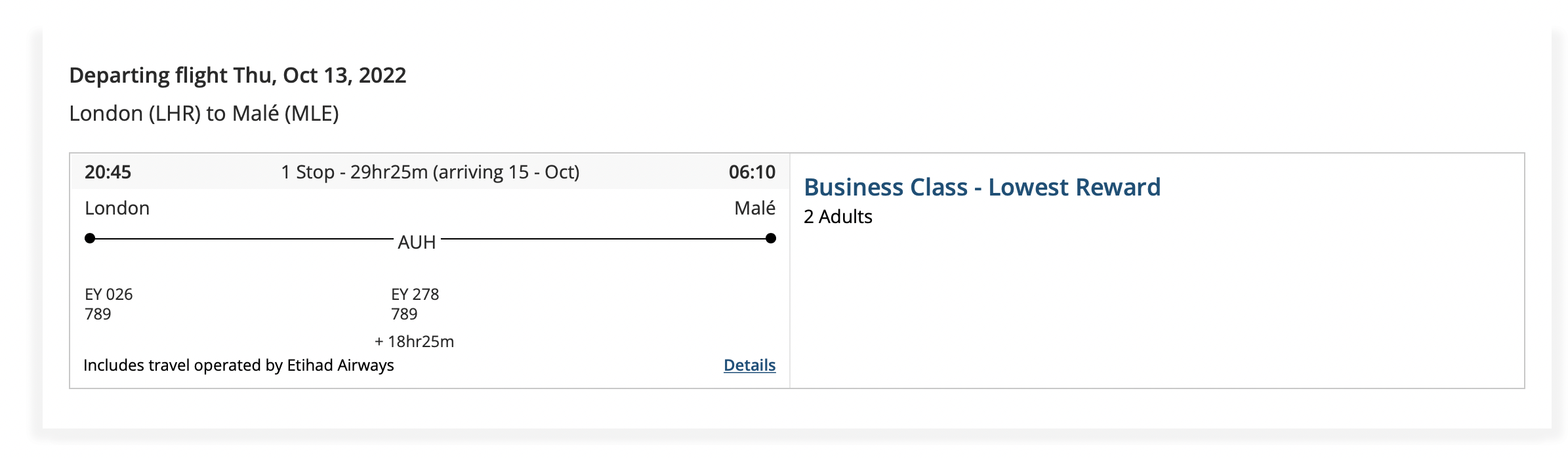 Screenshot flight to Male