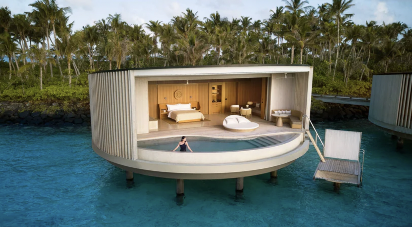 white over the water villa with pool