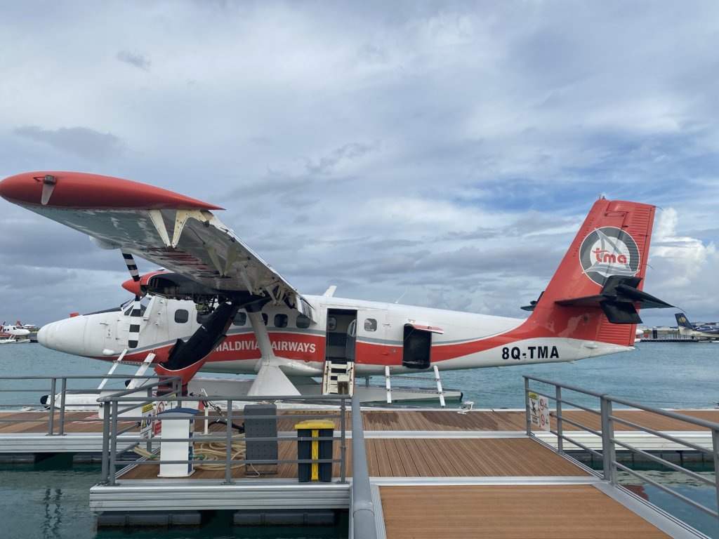 Red and White Seaplane