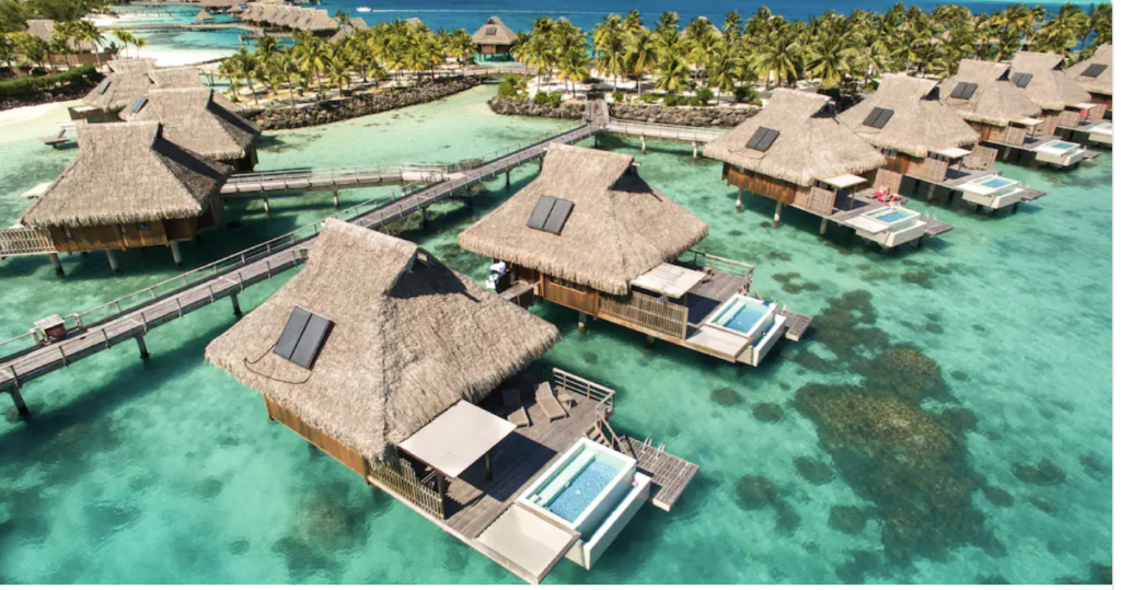 Overwater villas on island