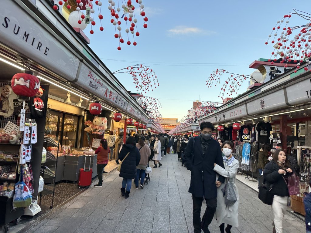 Cute shops on each side of a road.