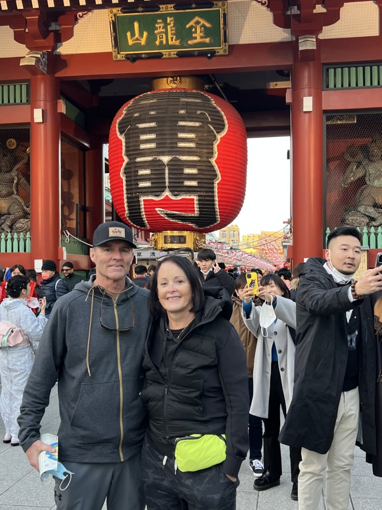 Red gate leading to temple in Tokyo.