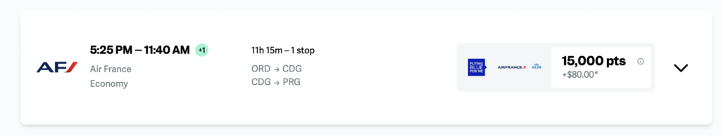 Screenshot point.me flight