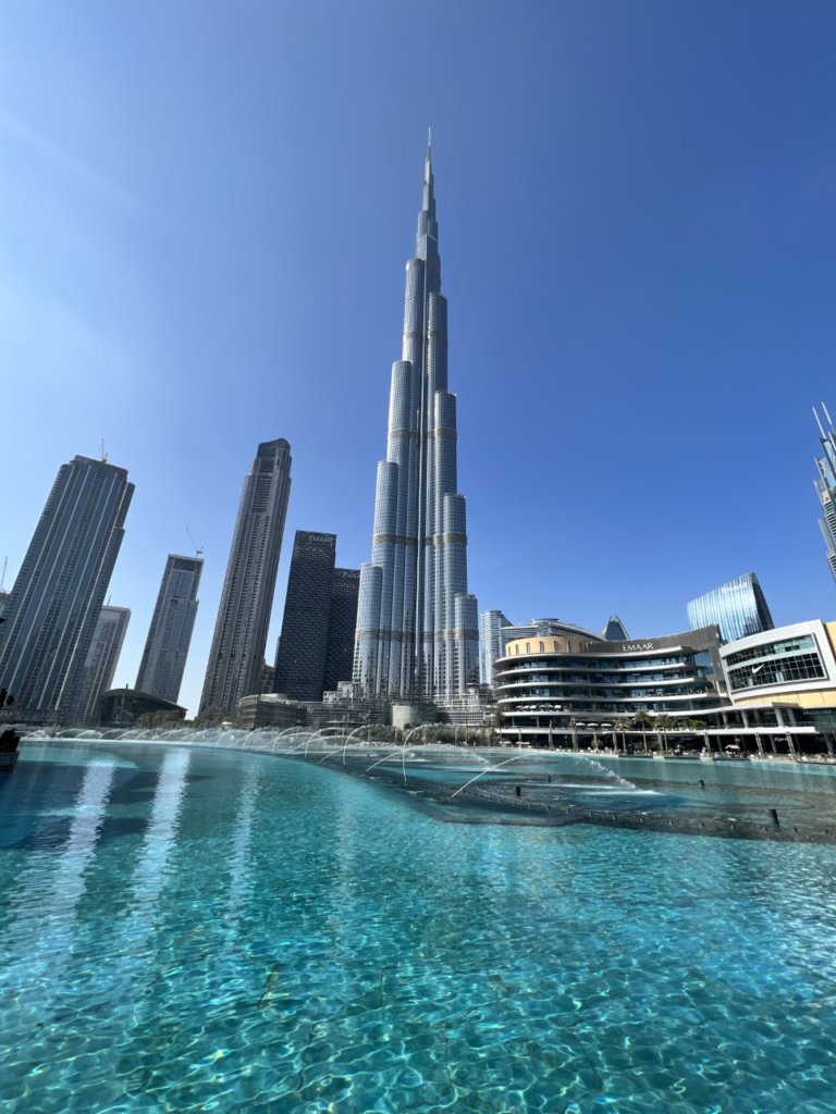 Tall skyscrapers near blue water