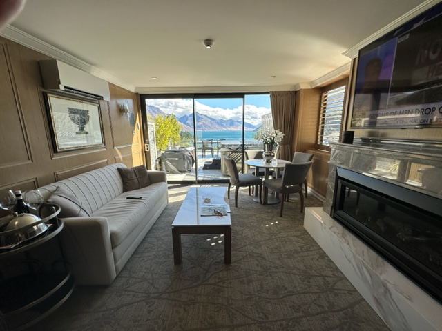 Living room area of hotel room