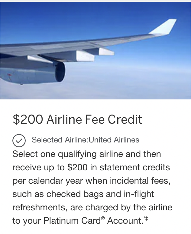 Screenshot AMEX benefit