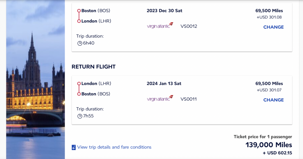 Screen shot of Air France flight from Boston - London