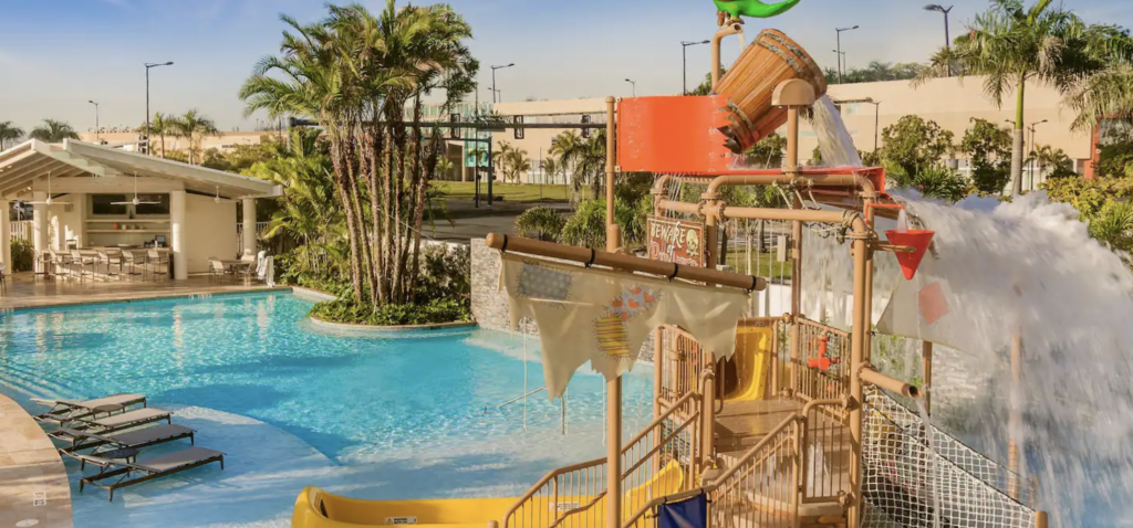 Pool area with mini water park