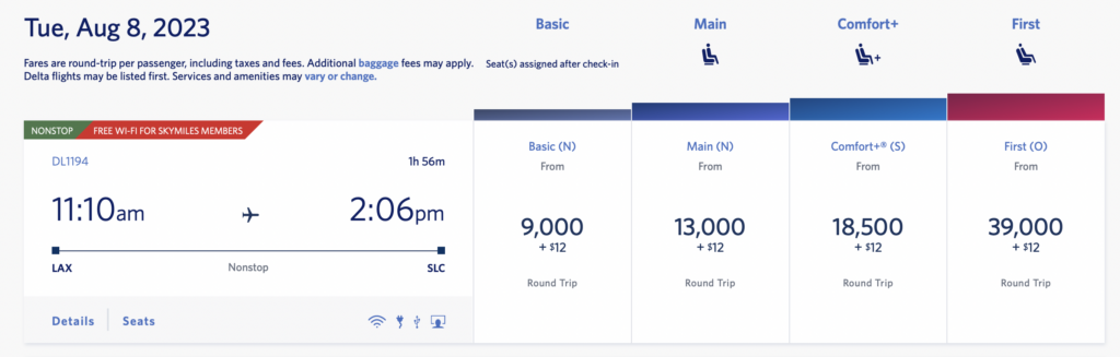 screenshot Delta flight from LAX-SLC