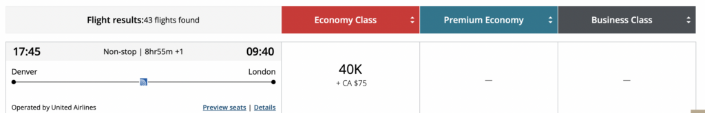 Air Canada screenshot
