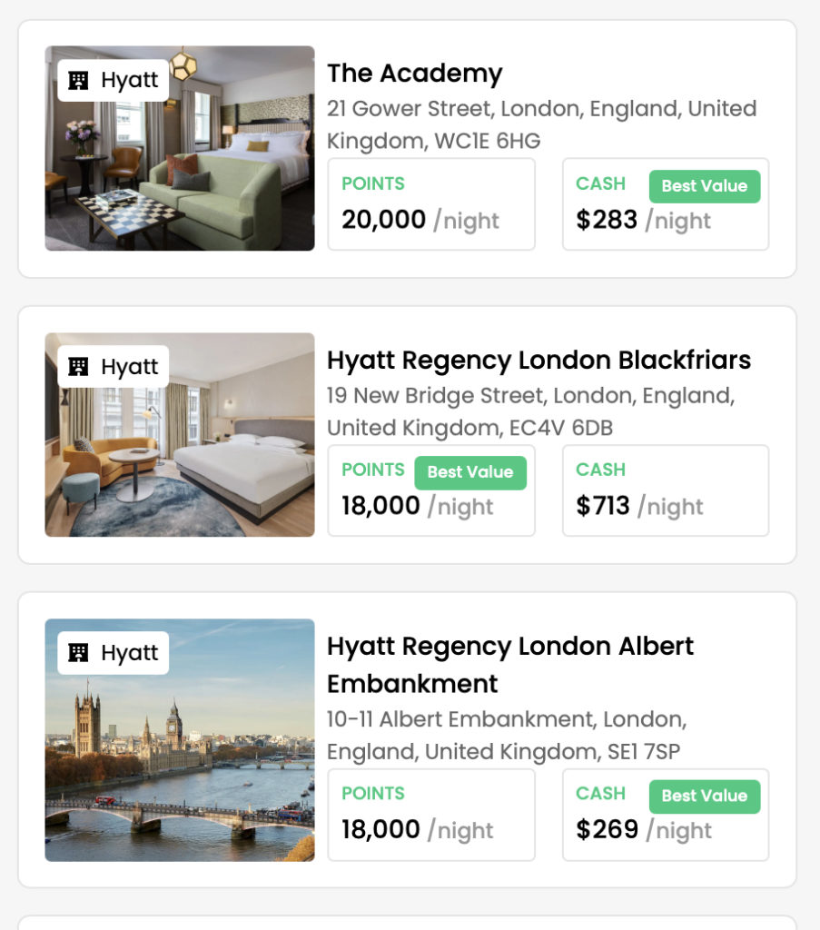 Award search engine, screenshot AWAYZ site