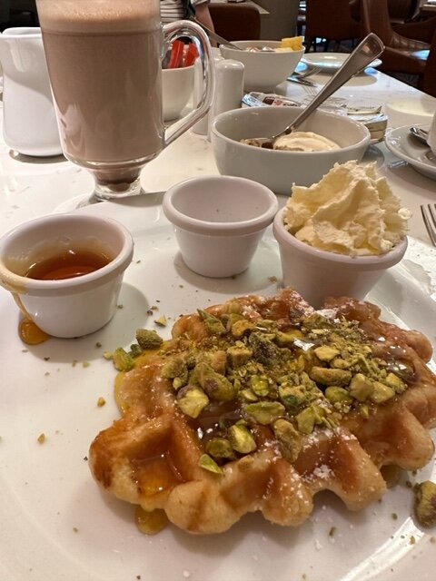 Waffle and hot chocolate