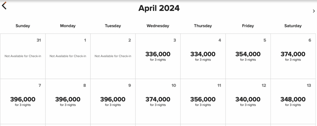 Screenshot availability of Marriott lodge