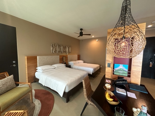 Hotel room with two beds