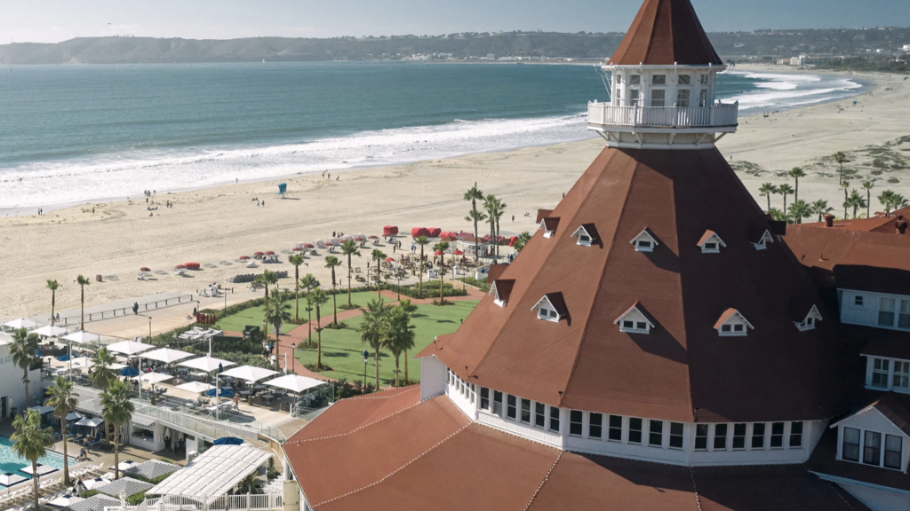 Hotel with red tile roof