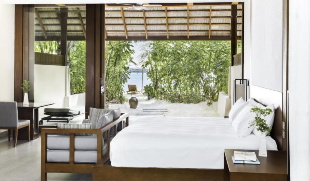 Hotel bedroom in white