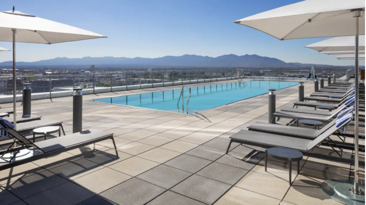 Rooftop pool at hotel