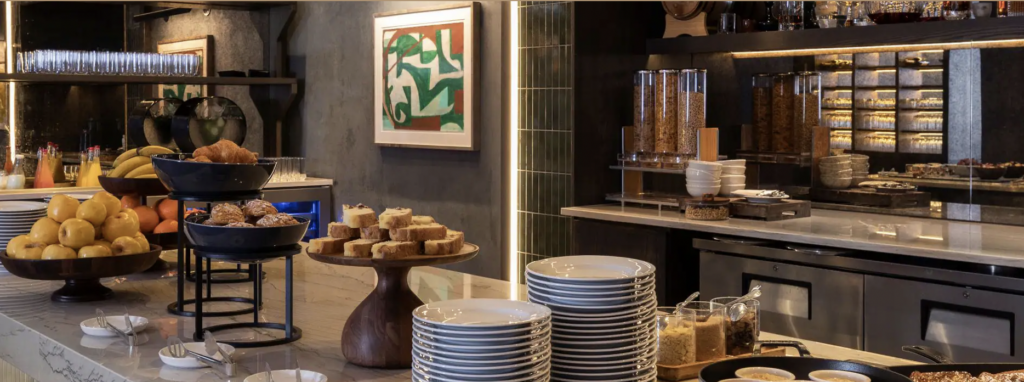 Food on counter at hotel lounge