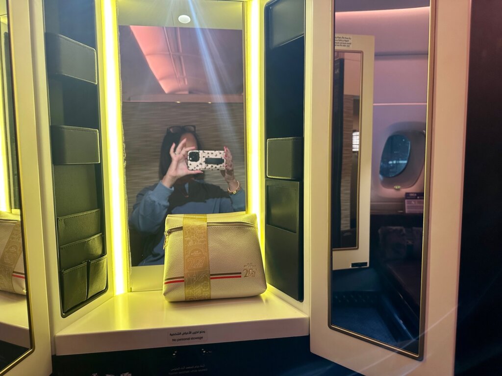 Vanity area on airplane.