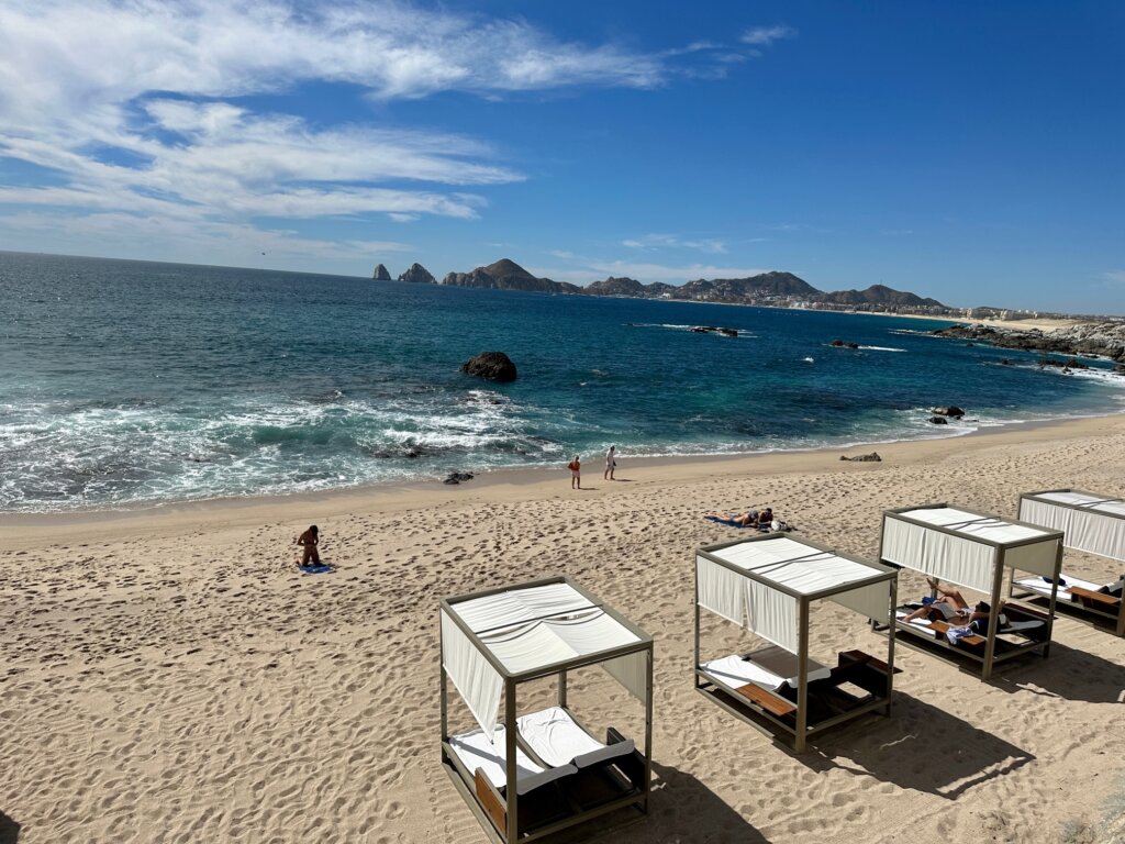 Beach with cabanas