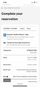 Screenshot of Kimpton Seafire cost