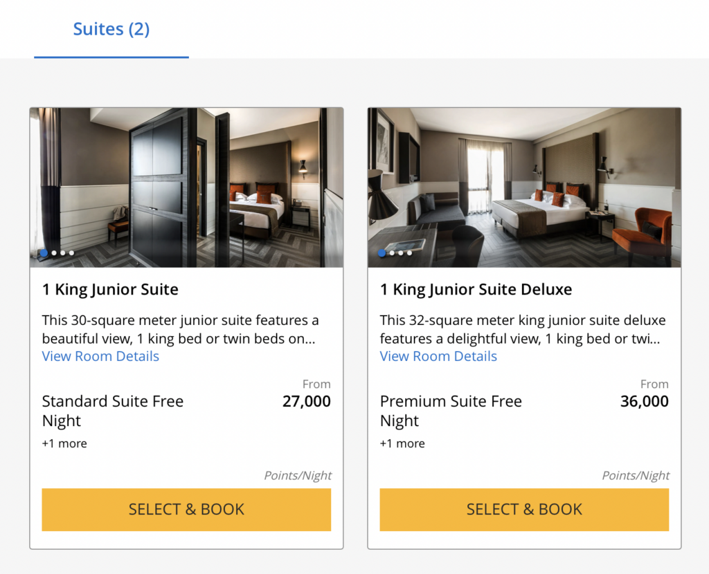 Screenshot of family suite Hyatt in Rome
