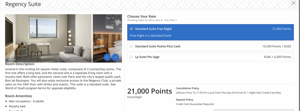 screenshot of hotel suite