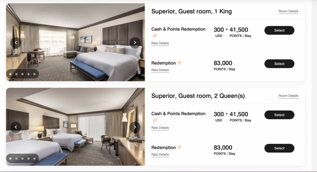 Hotel prices In points of Scottsdale resort